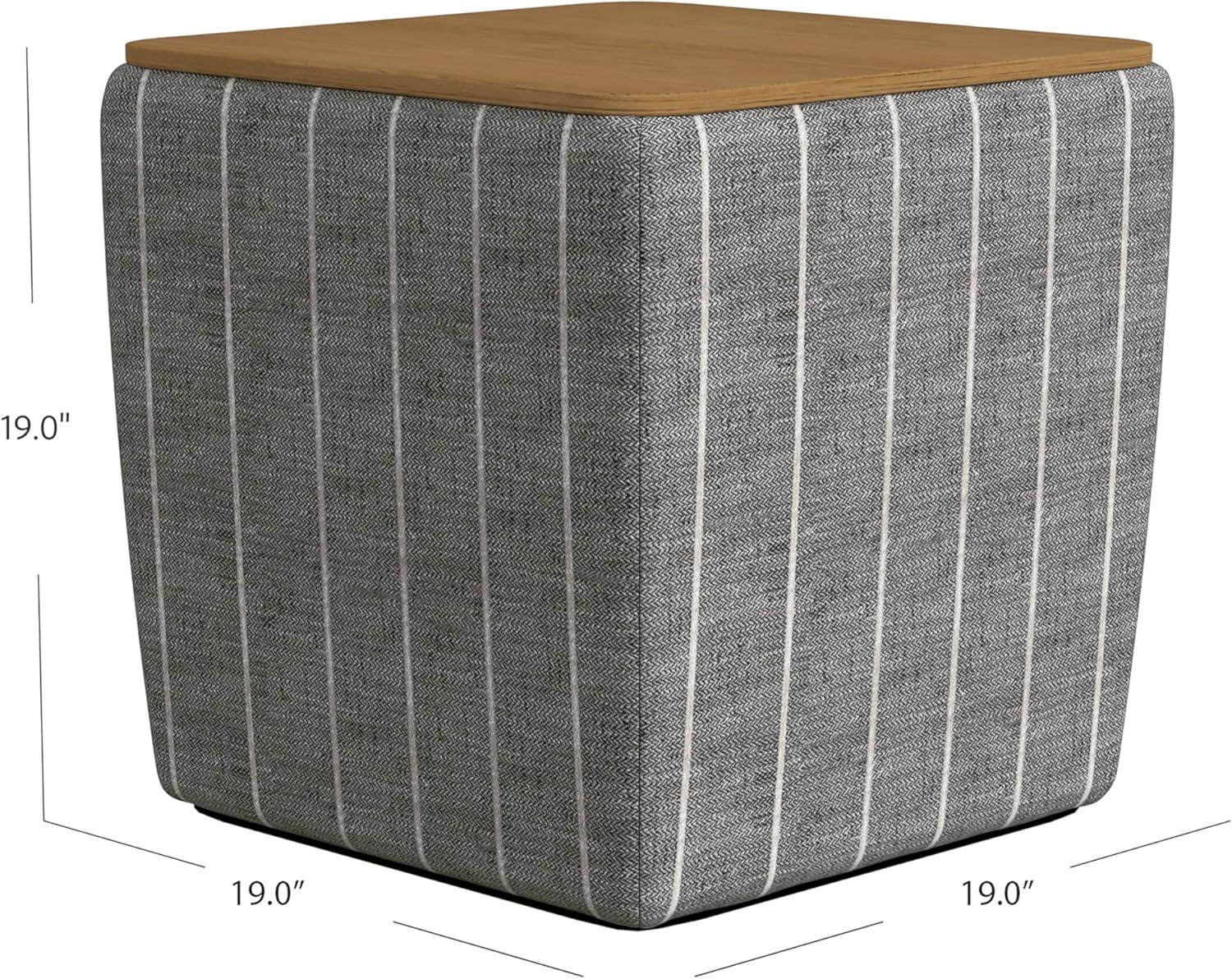 imageHomePop Home Decor Storage Ottoman with Tray TopUpholstered Modern Square Storage Ottoman with Storage for Living Room amp Bedroom Green Clover FabricMidnight Gary Woven Stripe