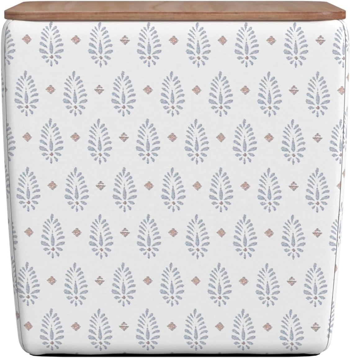 imageHomePop Home Decor Storage Ottoman with Tray TopUpholstered Modern Square Storage Ottoman with Storage for Living Room amp Bedroom Green Clover FabricSage Paisley Medallion Cream