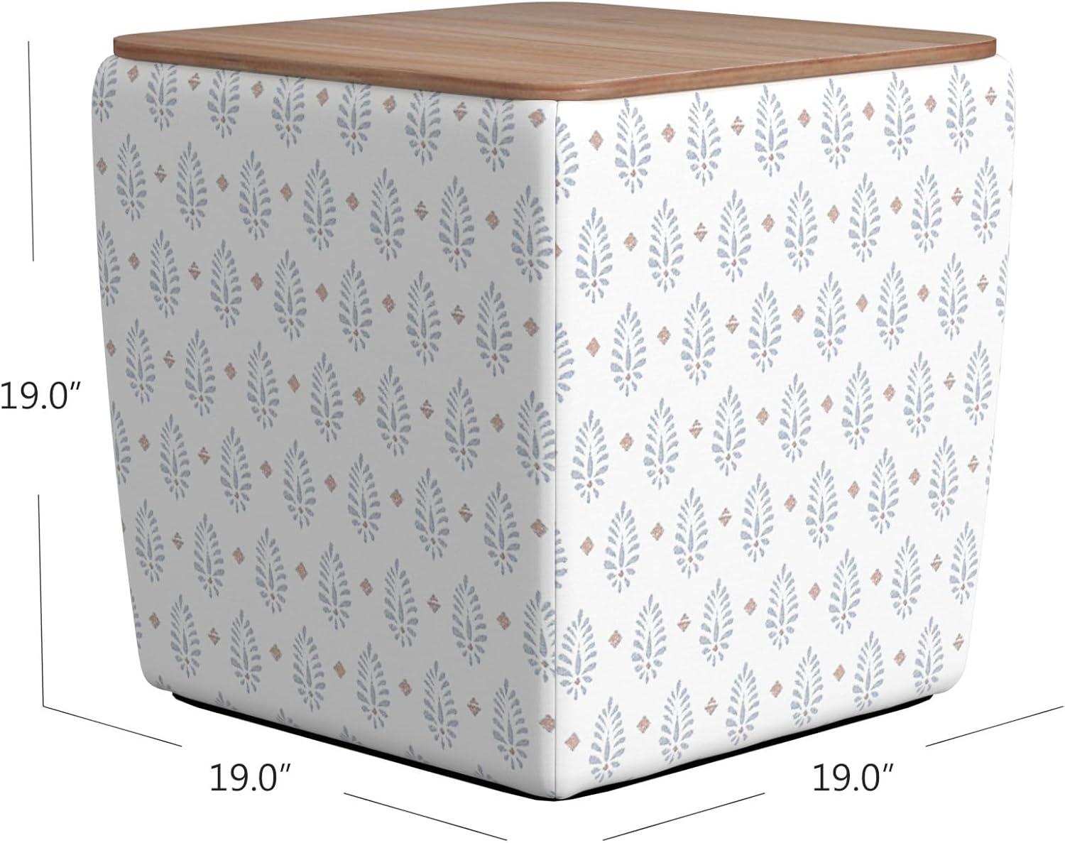 imageHomePop Home Decor Storage Ottoman with Tray TopUpholstered Modern Square Storage Ottoman with Storage for Living Room amp Bedroom Green Clover FabricSage Paisley Medallion Cream