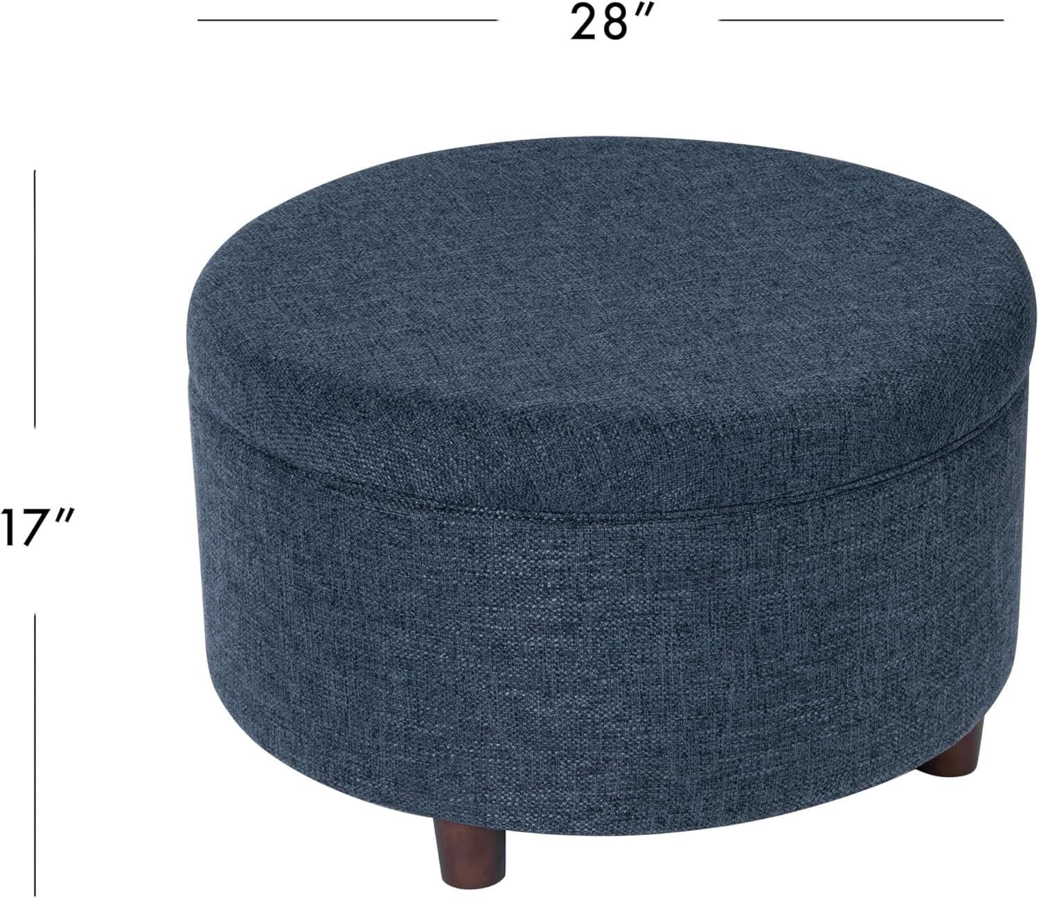 imageHomePop Round Storage Ottoman Textured Navy