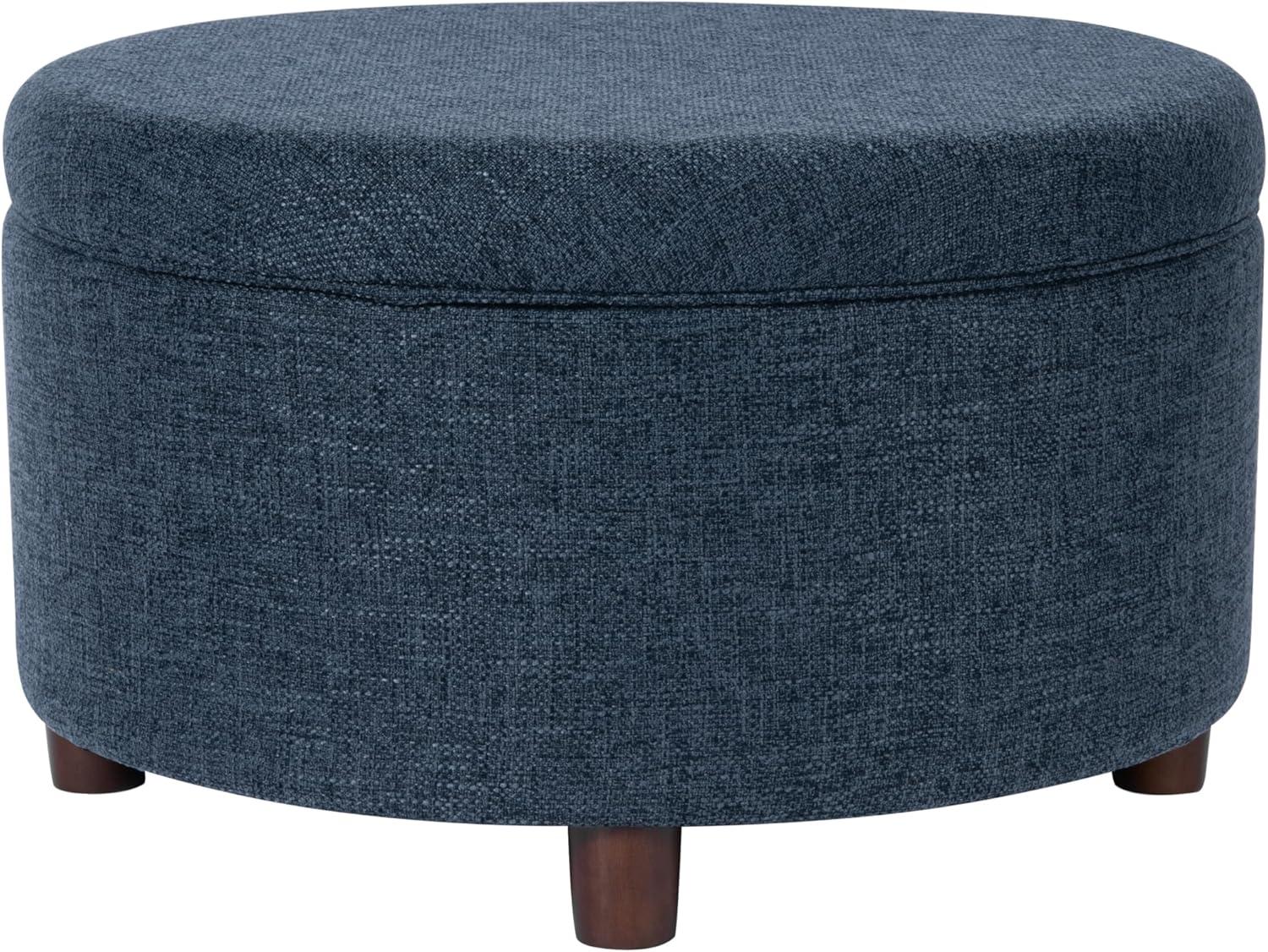 imageHomePop Round Storage Ottoman Textured Navy