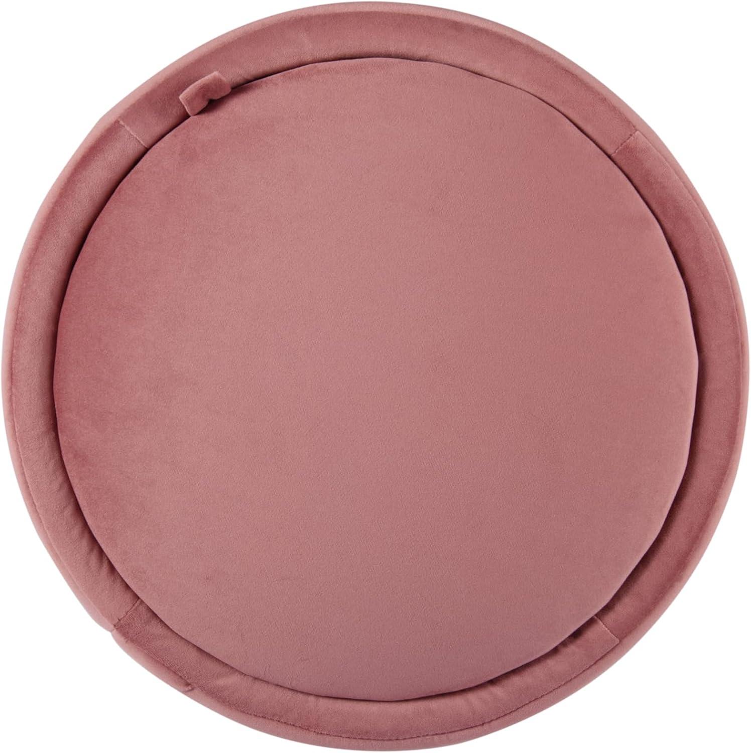 imageHomePop Storage Round Ottoman with Removable Lid Homepop Home DcorUpholstered Round Velvet Foot Rest Ottoman Green VelvetBlush