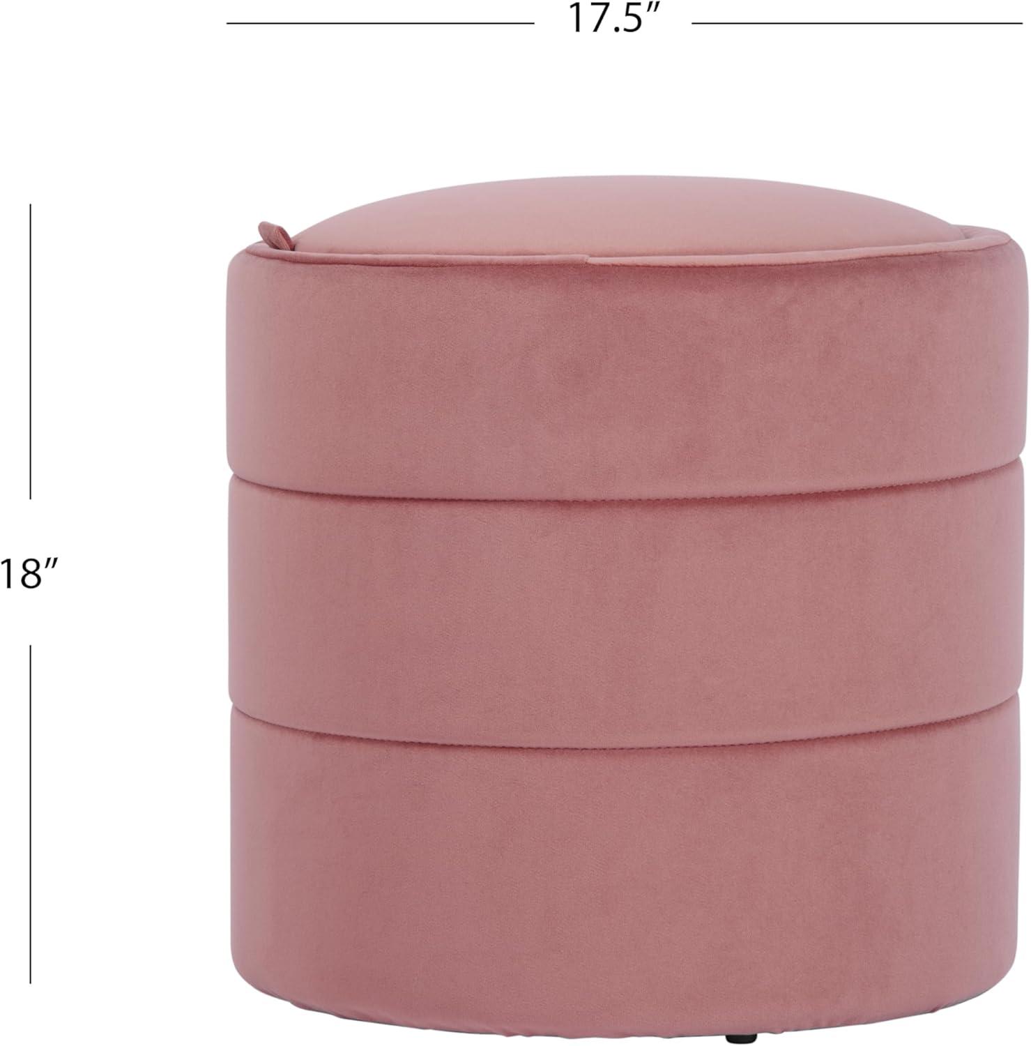 imageHomePop Storage Round Ottoman with Removable Lid Homepop Home DcorUpholstered Round Velvet Foot Rest Ottoman Green VelvetBlush