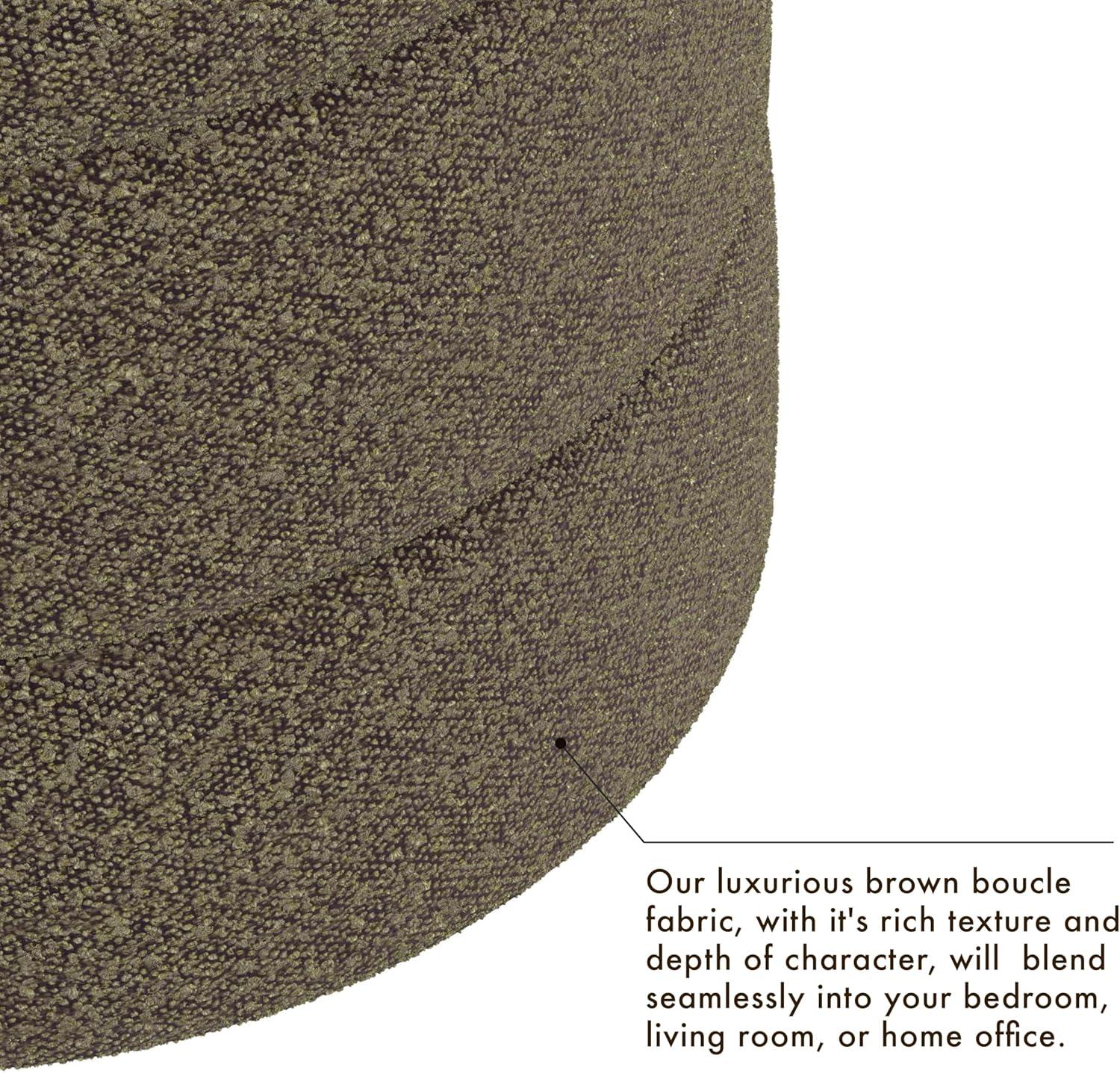 imageHomePop Storage Round Ottoman with Removable Lid Homepop Home DcorUpholstered Round Velvet Foot Rest Ottoman Green VelvetDark Brown Boucle