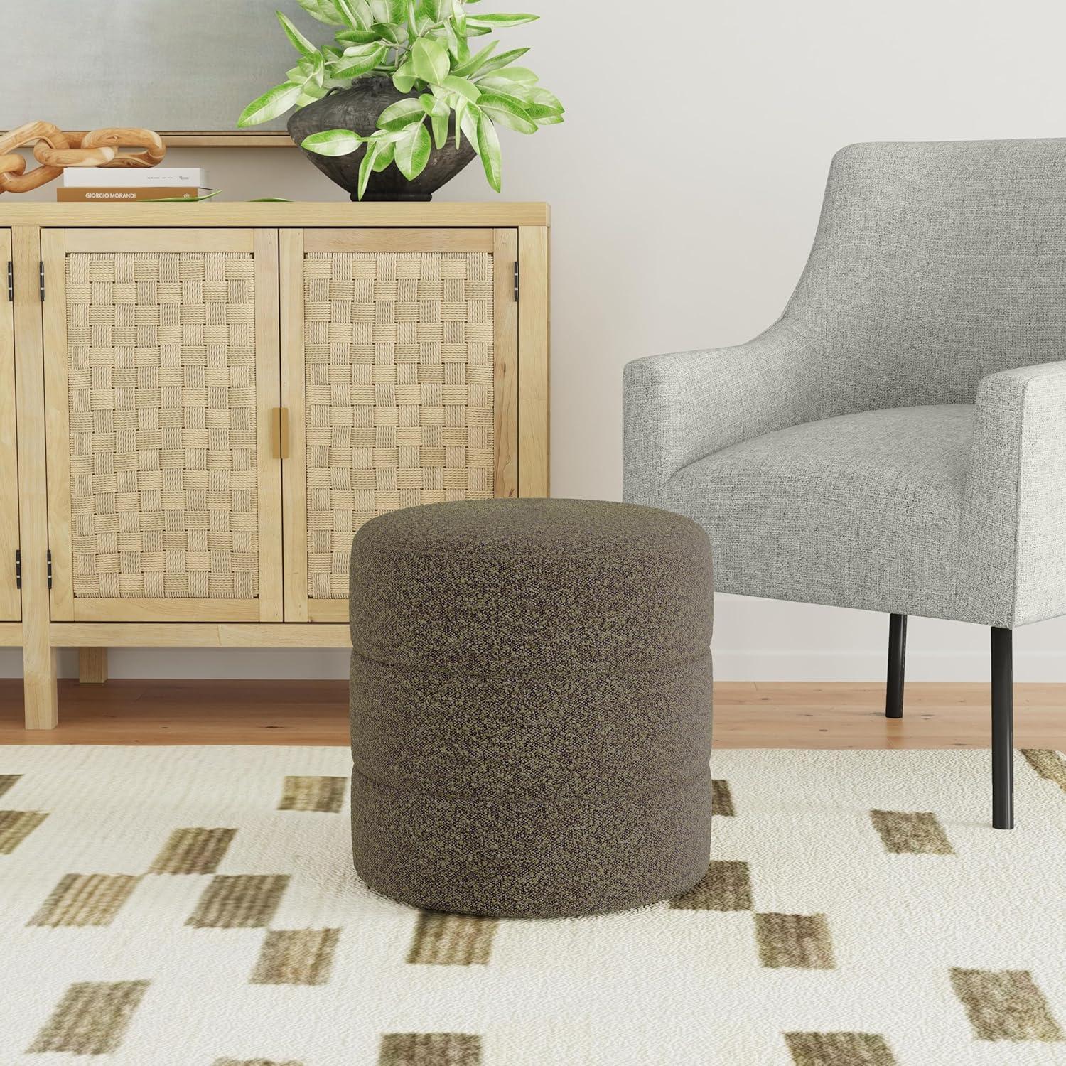 imageHomePop Storage Round Ottoman with Removable Lid Homepop Home DcorUpholstered Round Velvet Foot Rest Ottoman Green VelvetDark Brown Boucle