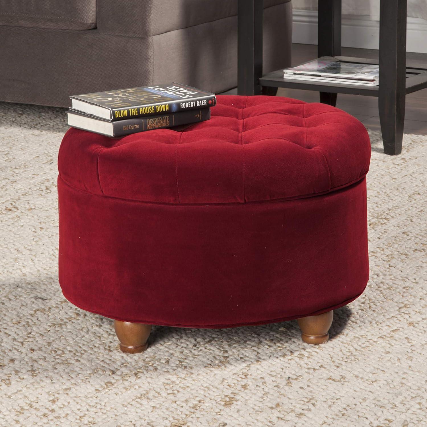 imageHomepop Home Decor Button Tufted Velvet Round Storage Ottoman Ottoman with Storage for Living Room amp Bedroom Spice Orange VelvetBerry