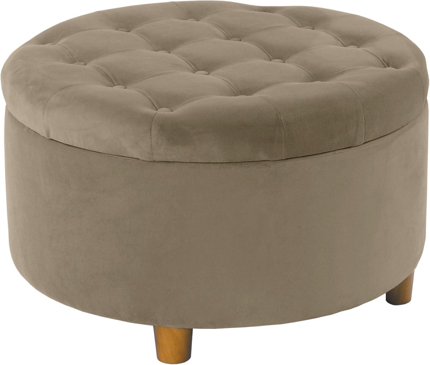 imageHomepop Home Decor Button Tufted Velvet Round Storage Ottoman Ottoman with Storage for Living Room amp Bedroom Spice Orange VelvetFawn Velvet