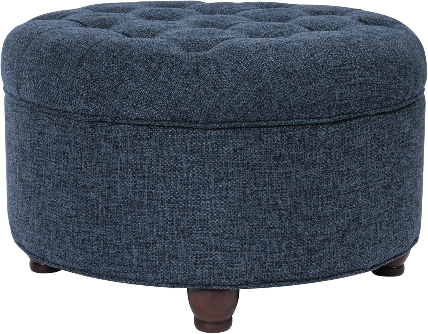 imageHomepop Home Decor Button Tufted Velvet Round Storage Ottoman Ottoman with Storage for Living Room amp Bedroom Spice Orange VelvetNavy