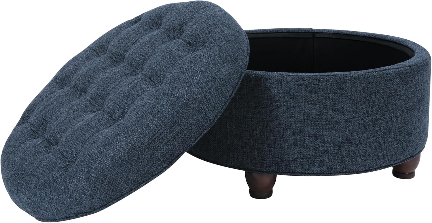 imageHomepop Home Decor Button Tufted Velvet Round Storage Ottoman Ottoman with Storage for Living Room amp Bedroom Spice Orange VelvetNavy