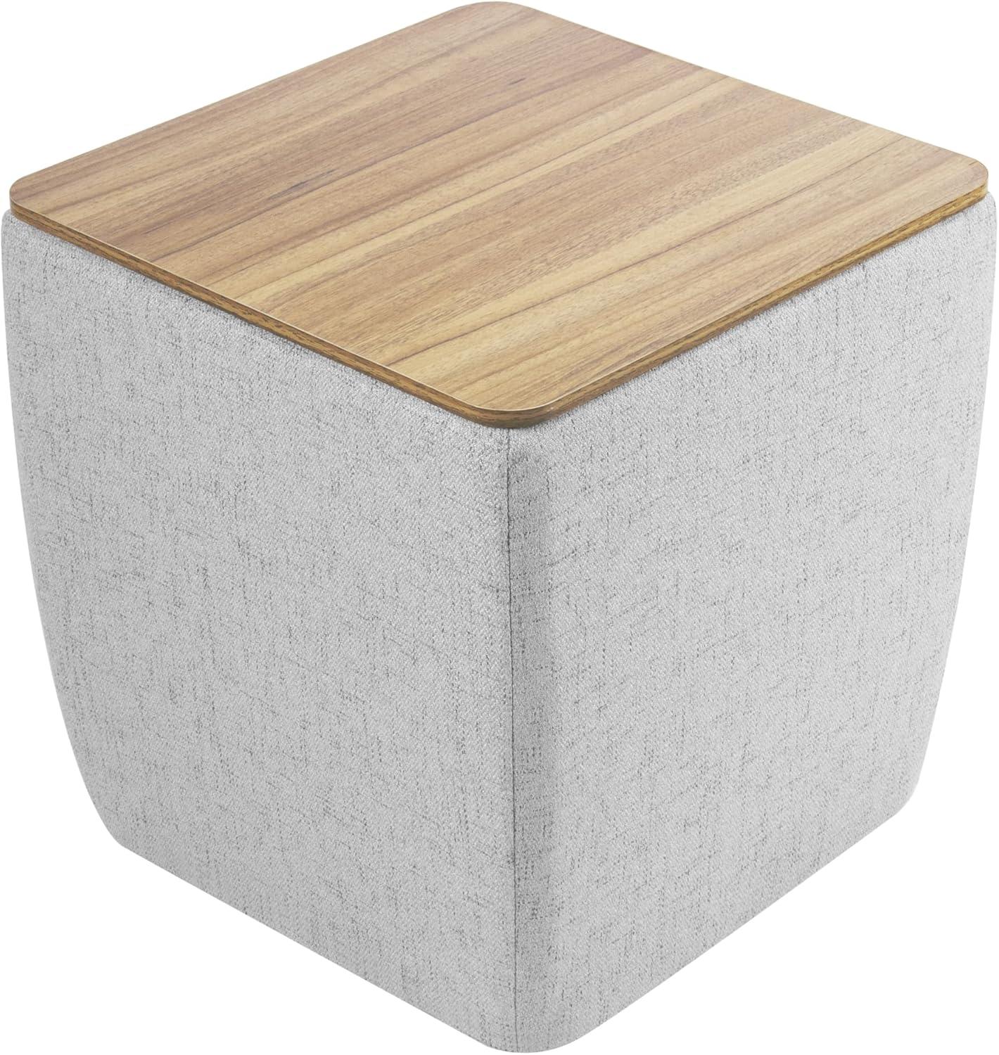 imageHomepop Home Decor HomePop Storage Ottoman with Tray TopUpholstered Modern Square Storage Ottoman with Storage for Living Room amp Bedroom Grey WovenGray Woven