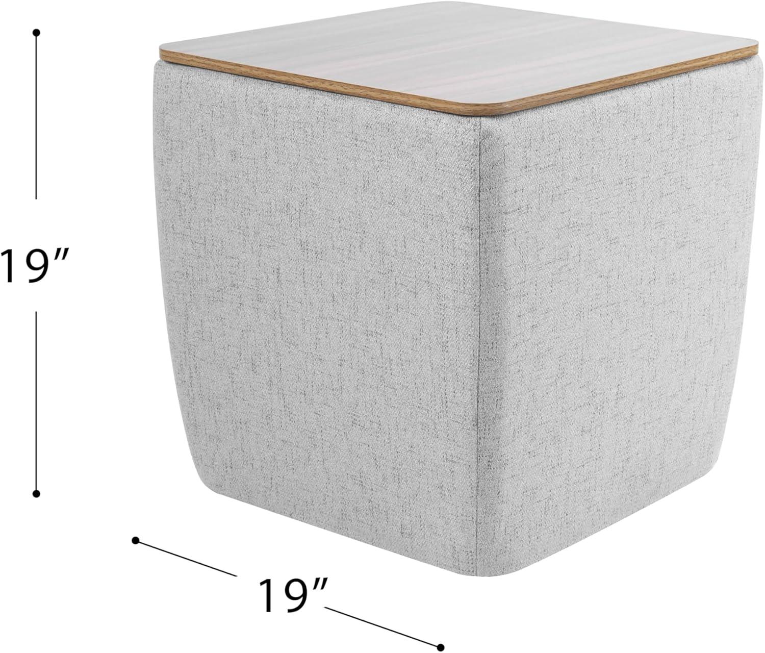 imageHomepop Home Decor HomePop Storage Ottoman with Tray TopUpholstered Modern Square Storage Ottoman with Storage for Living Room amp Bedroom Grey WovenGray Woven