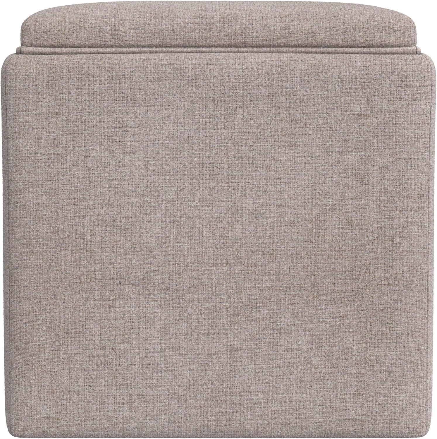 imageHomepop Home Decor HomePop Storage Ottoman with Tray TopUpholstered Modern Square Storage Ottoman with Storage for Living Room amp Bedroom Grey WovenLight Brown Woven