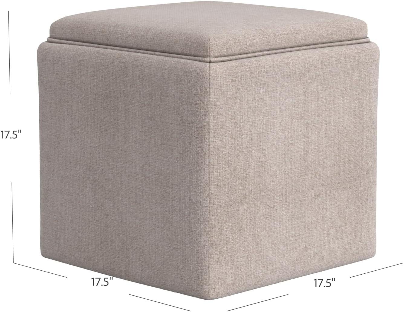 imageHomepop Home Decor HomePop Storage Ottoman with Tray TopUpholstered Modern Square Storage Ottoman with Storage for Living Room amp Bedroom Grey WovenLight Brown Woven