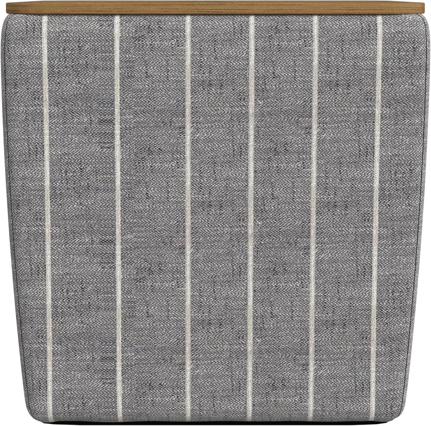 imageHomepop Home Decor HomePop Storage Ottoman with Tray TopUpholstered Modern Square Storage Ottoman with Storage for Living Room amp Bedroom Grey WovenMidnight Gary Woven Stripe