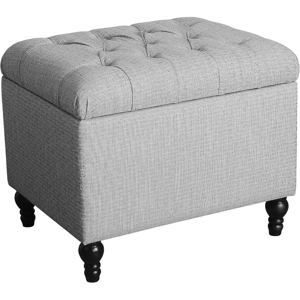 imageHomePop Dinah 24 Storage Ottoman Light Sage Green VelvetPewter Gray
