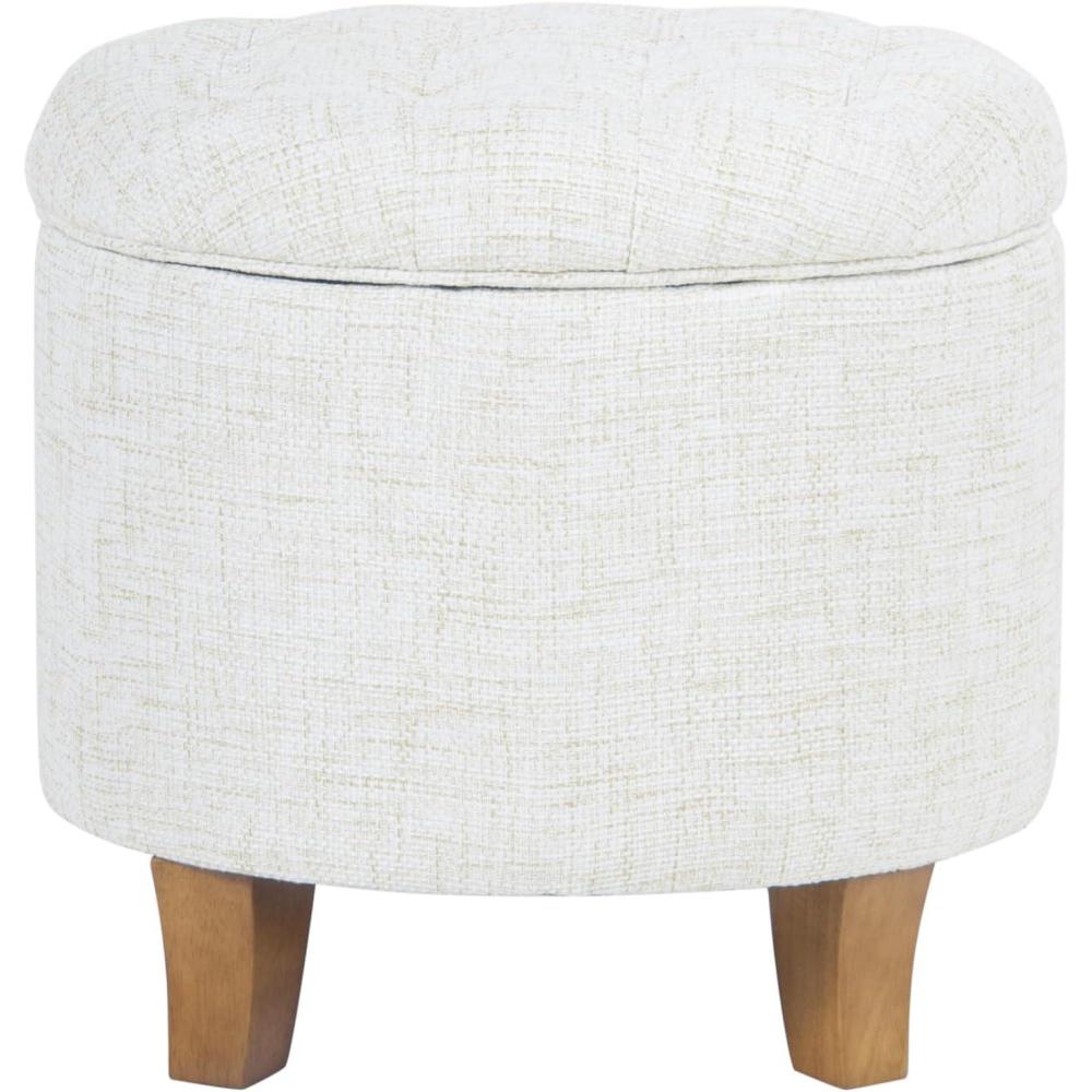 imageHomePop Home Decor Upholstered Round Velvet Tufted Foot Rest Ottoman Ottoman with Storage for Living Room amp Bedroom Decorative Home Furniture Indigo SmallCream Textured Solid