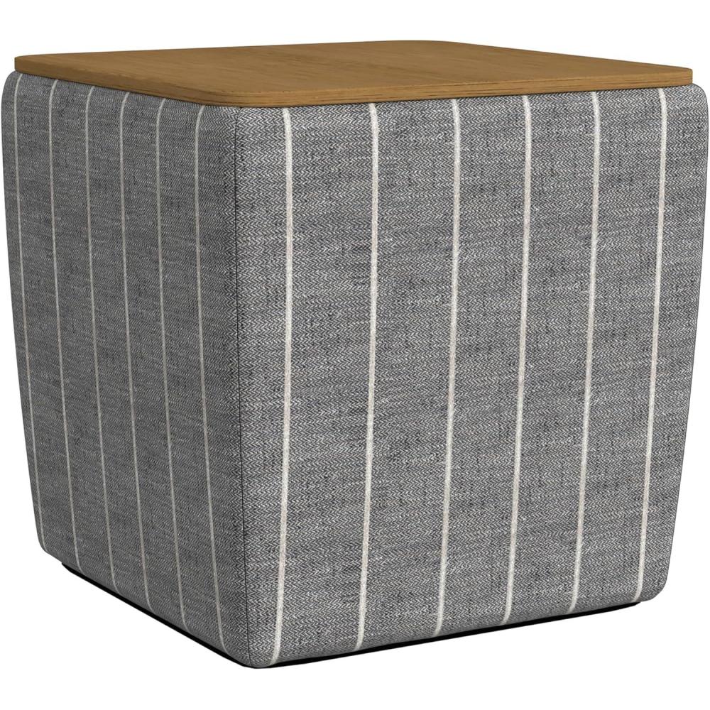 imageHomePop Home Decor Storage Ottoman with Tray TopUpholstered Modern Square Storage Ottoman with Storage for Living Room amp Bedroom Green Clover FabricMidnight Gary Woven Stripe