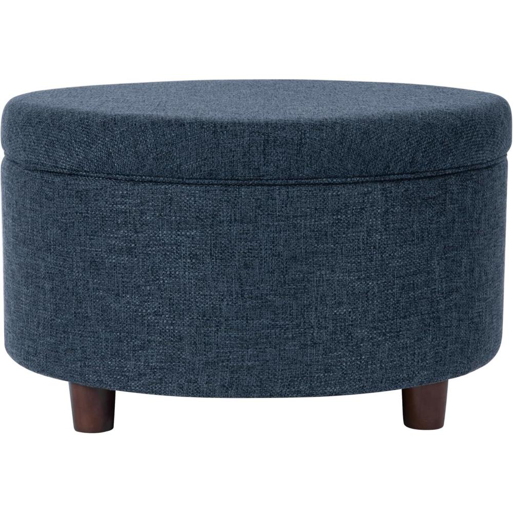 imageHomePop Round Storage Ottoman  Textured Navy