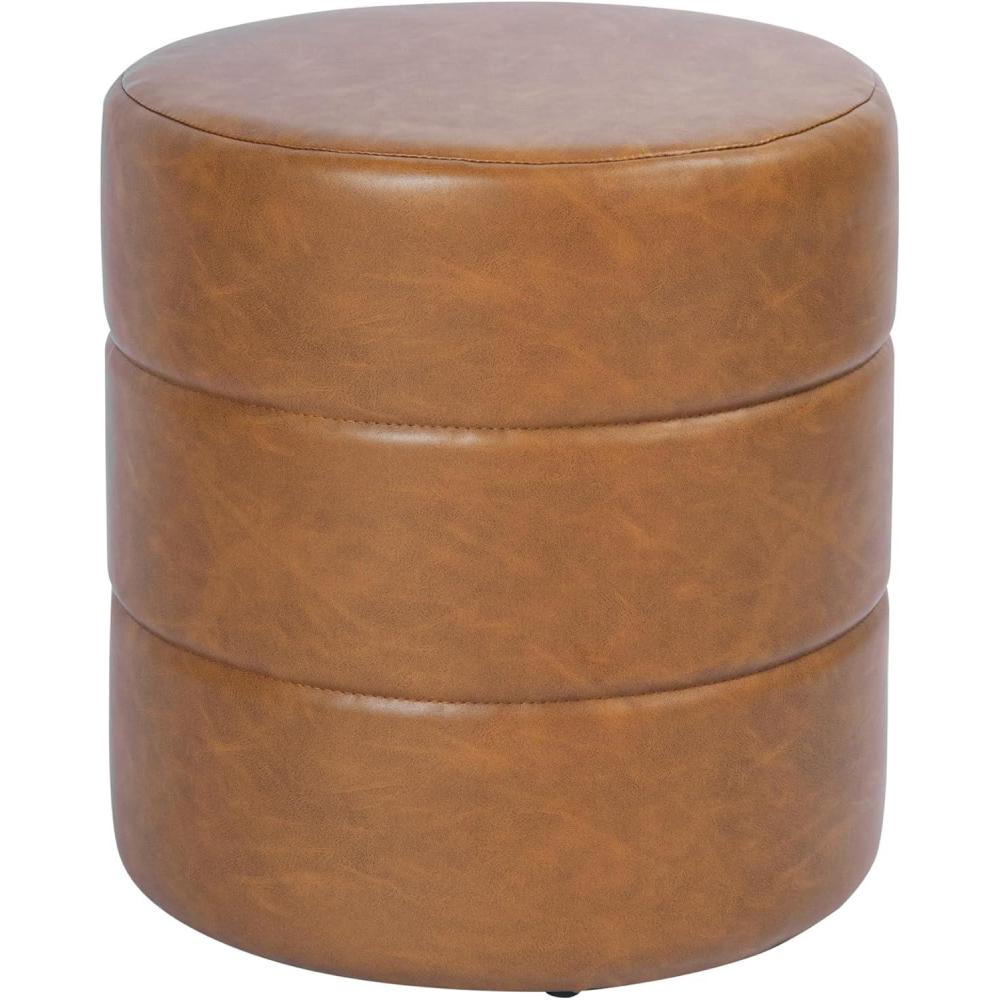 imageHomePop Storage Round Ottoman with Removable Lid Homepop Home DcorUpholstered Round Velvet Foot Rest Ottoman Green VelvetCarmel Brown