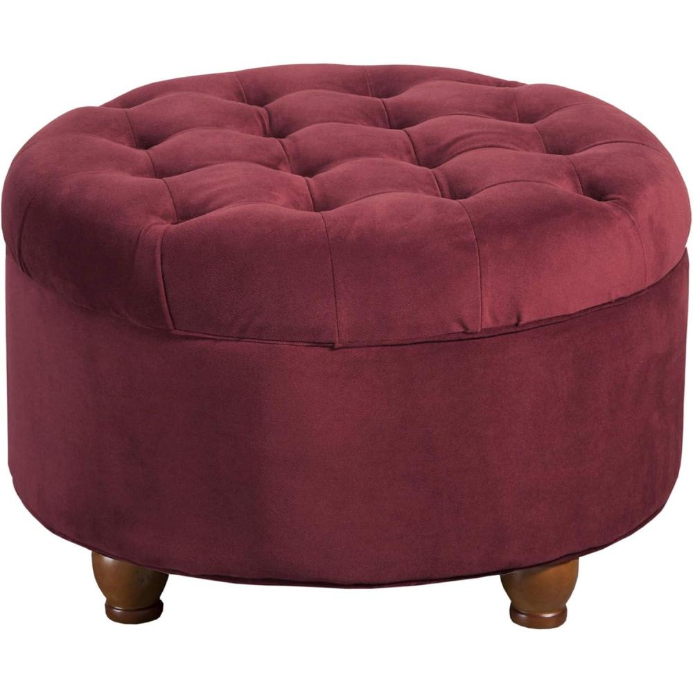 imageHomepop Home Decor Button Tufted Velvet Round Storage Ottoman Ottoman with Storage for Living Room amp Bedroom Spice Orange VelvetBerry