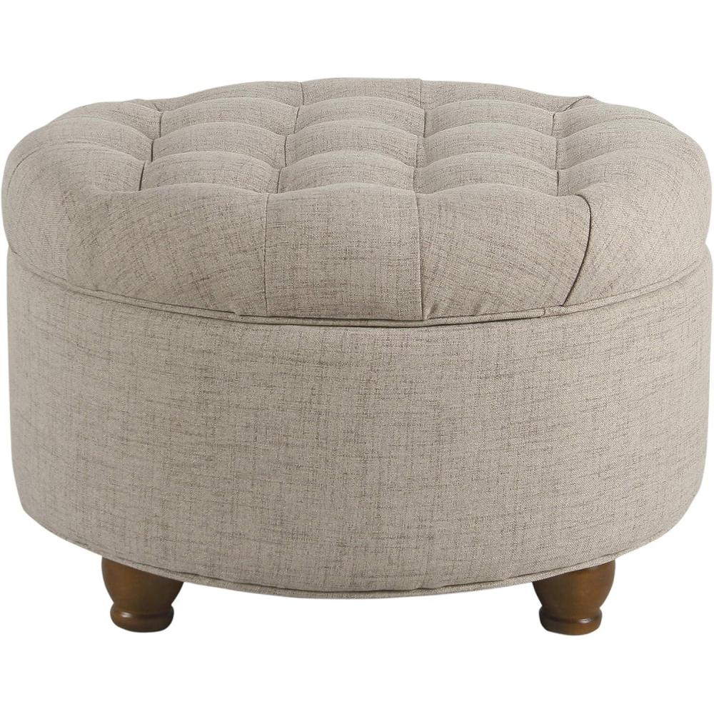 imageHomepop Home Decor Button Tufted Velvet Round Storage Ottoman Ottoman with Storage for Living Room amp Bedroom Spice Orange VelvetLight Tan
