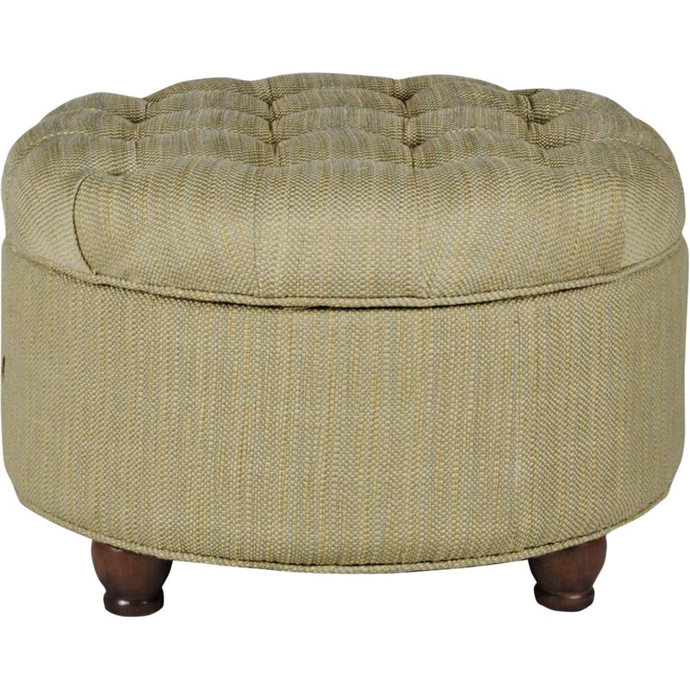 imageHomepop Home Decor Button Tufted Velvet Round Storage Ottoman Ottoman with Storage for Living Room amp Bedroom Spice Orange VelvetTan and Cream Tweed
