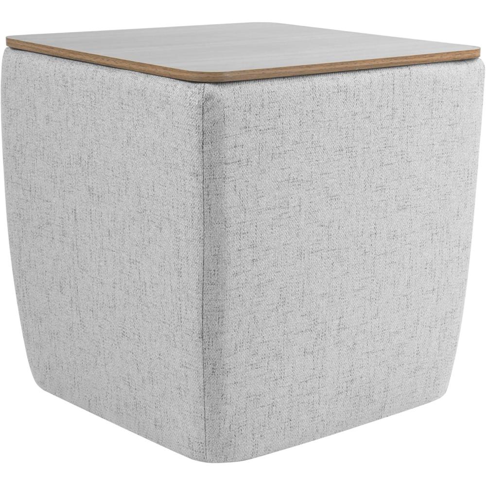 imageHomepop Home Decor HomePop Storage Ottoman with Tray TopUpholstered Modern Square Storage Ottoman with Storage for Living Room amp Bedroom Grey WovenGray Woven