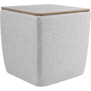 HomePop Home Decor Storage Ottoman with Tray Top|Upholstered Modern Square Storage Ottoman with Storage for Living Room & Bedroom, Green Clover Fabric(Gray Woven)