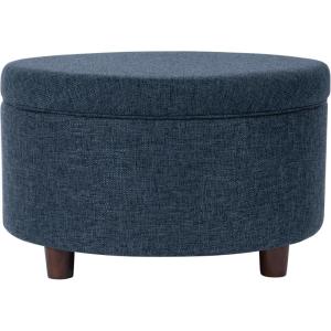 HomePop Round Storage Ottoman – Textured Navy