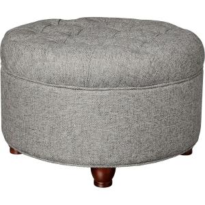 Homepop Home Decor | Button Tufted Velvet Round Storage Ottoman | Ottoman with Storage for Living Room & Bedroom, Spice Orange Velvet(Dark Gray)