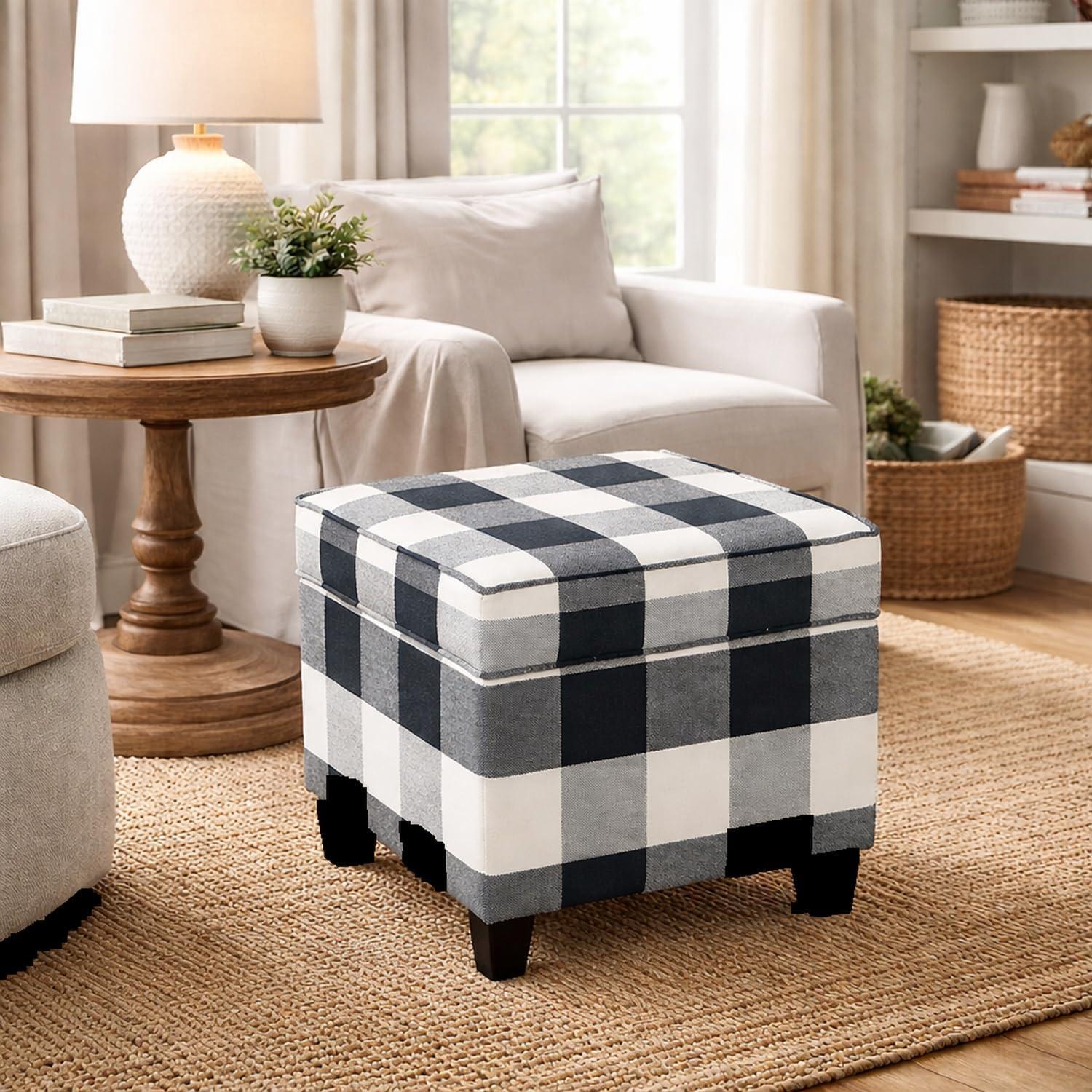 imageHomePop Cube Ottoman HomePop Home Dcor Square Ottoman Cream BoucleBlack