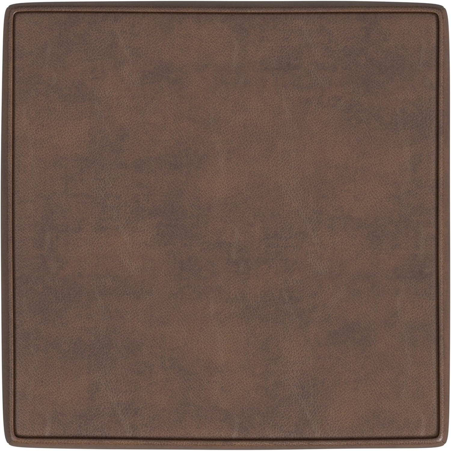 imageHomePop Cube Ottoman HomePop Home Dcor Square Ottoman Cream BoucleBrown Faux Leather