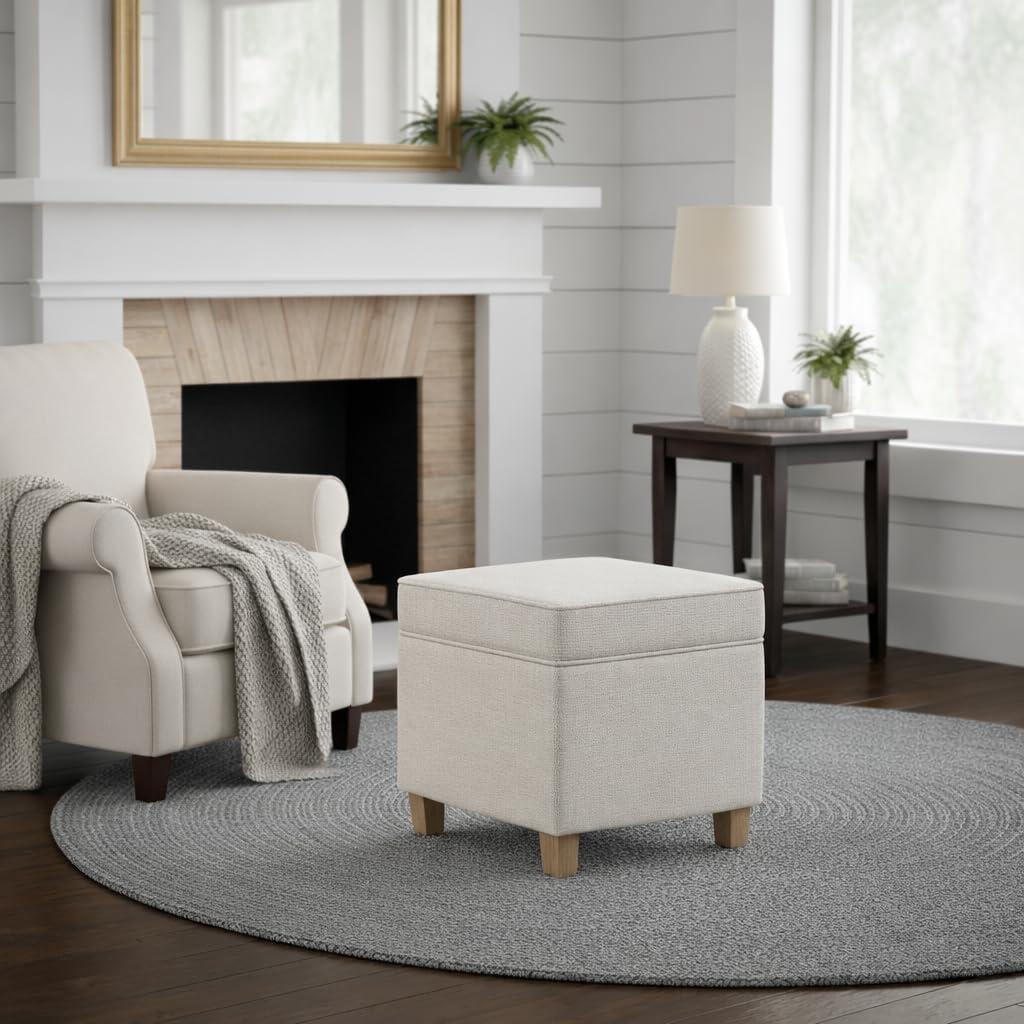 imageHomePop Cube Ottoman HomePop Home Dcor Square Ottoman Cream BoucleCream