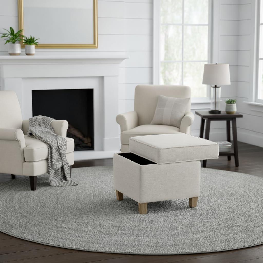 imageHomePop Cube Ottoman HomePop Home Dcor Square Ottoman Cream BoucleCream