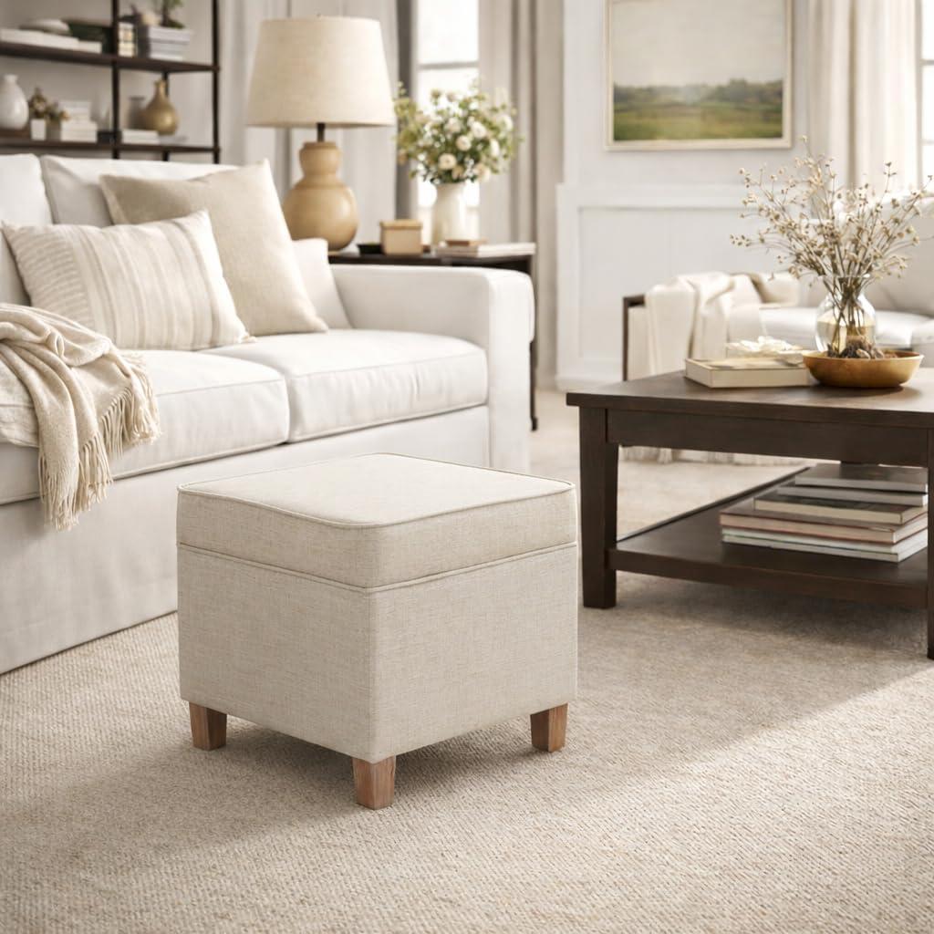 imageHomePop Cube Ottoman HomePop Home Dcor Square Ottoman Cream BoucleCream