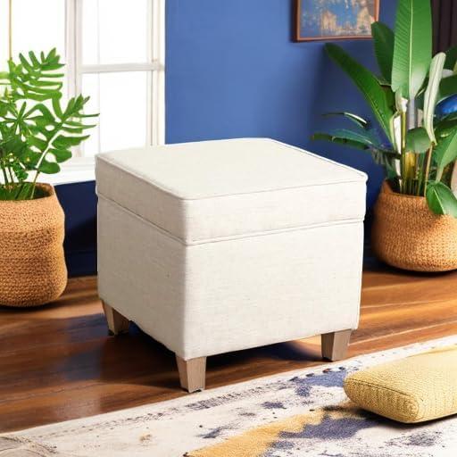 imageHomePop Cube Ottoman HomePop Home Dcor Square Ottoman Cream BoucleCream