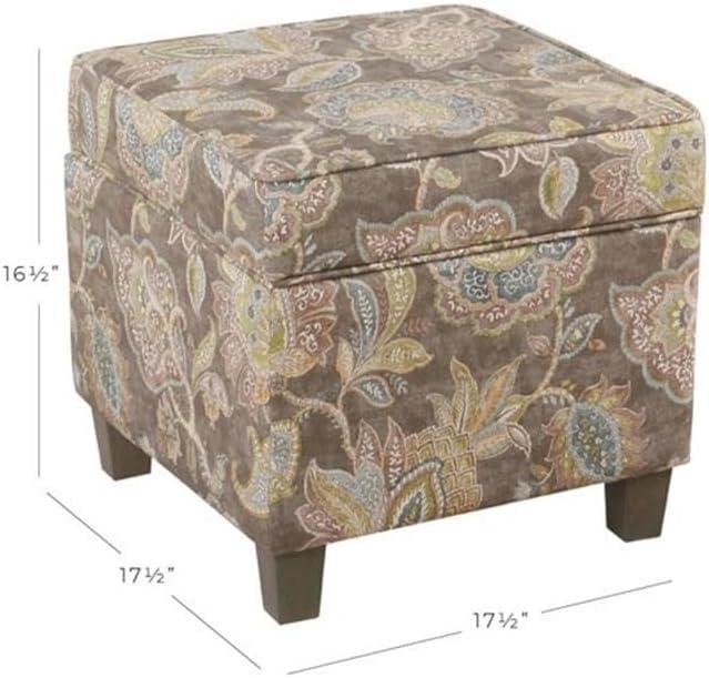 imageHomePop Cube Ottoman HomePop Home Dcor Square Ottoman Cream BoucleGray Floral