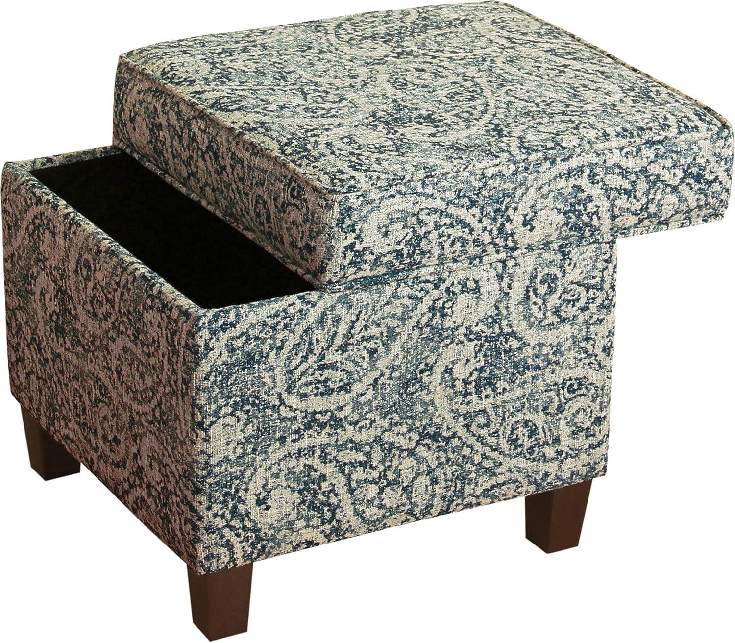 imageHomePop Cube Ottoman HomePop Home Dcor Square Ottoman Cream BoucleGray and Navy