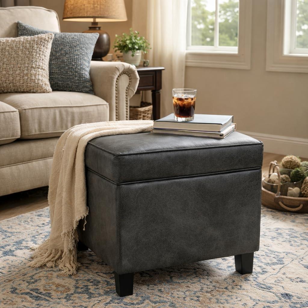 imageHomePop Cube Ottoman HomePop Home Dcor Square Ottoman Cream BoucleGrey
