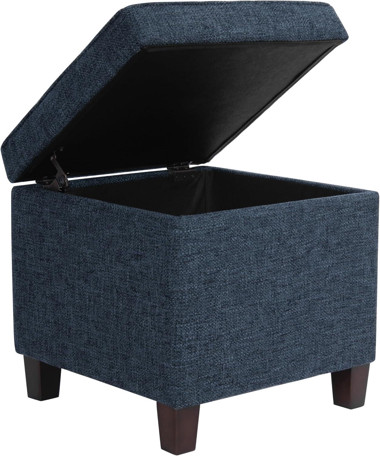 imageHomePop Cube Ottoman HomePop Home Dcor Square Ottoman Cream BoucleNavy