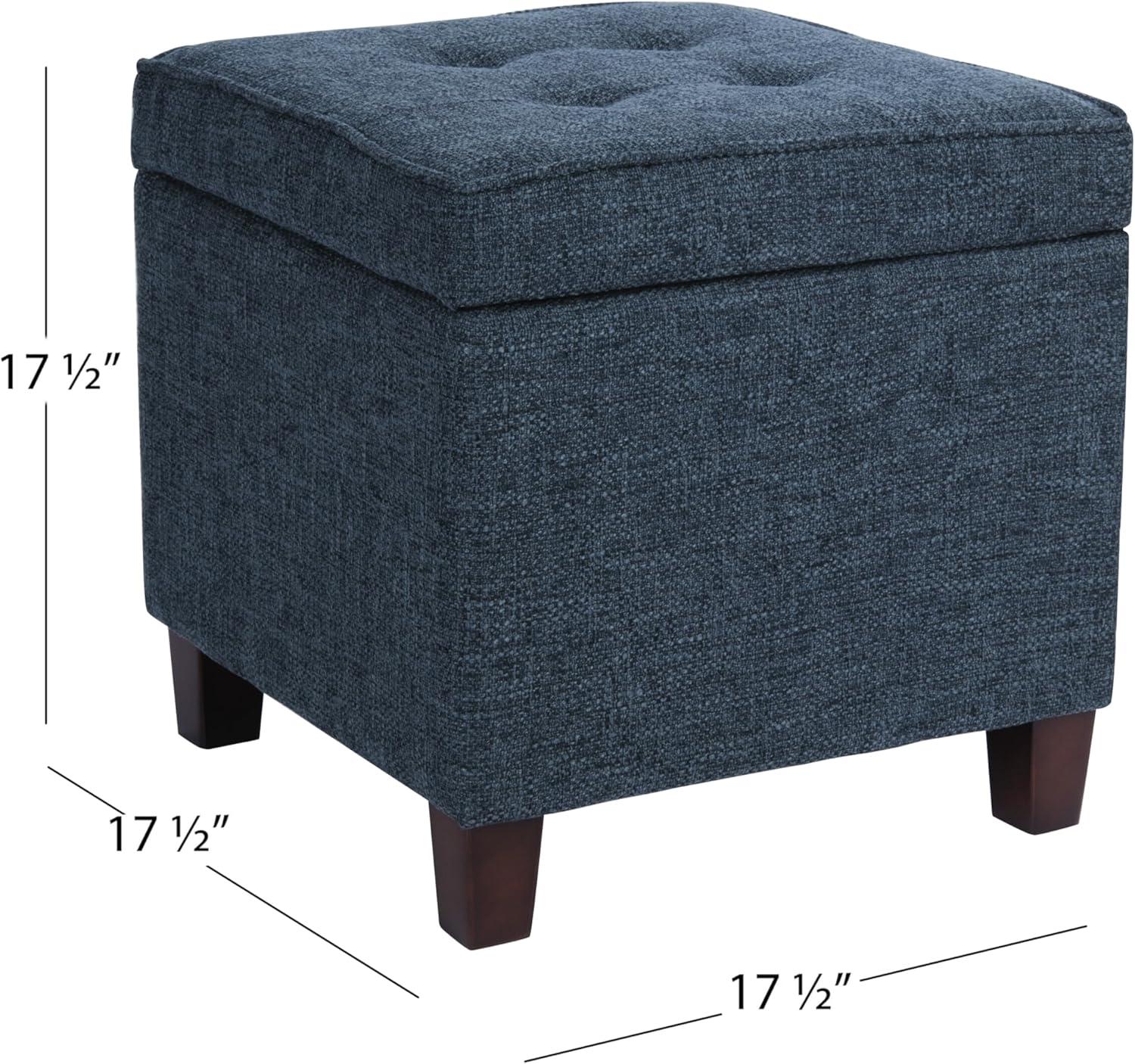 imageHomePop Cube Ottoman HomePop Home Dcor Square Ottoman Cream BoucleNavy