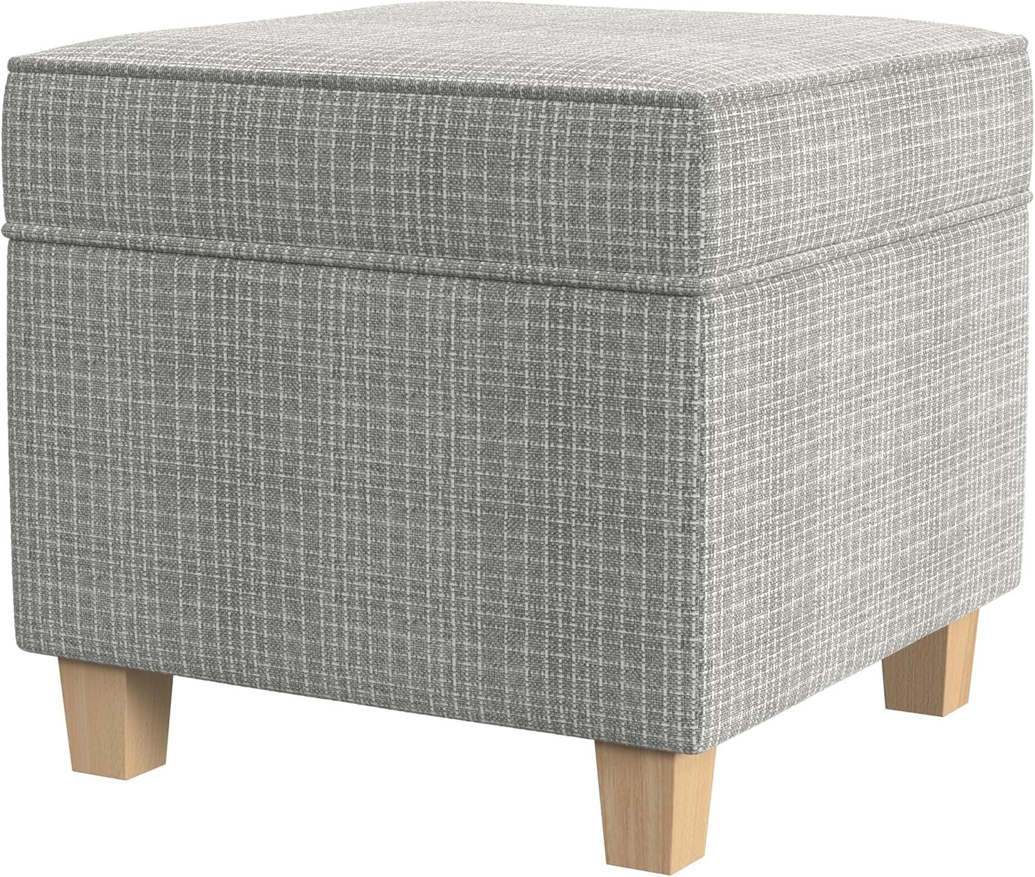 imageHomePop Cube Ottoman HomePop Home Dcor Square Ottoman Cream BoucleSage Mini Grid Pattern
