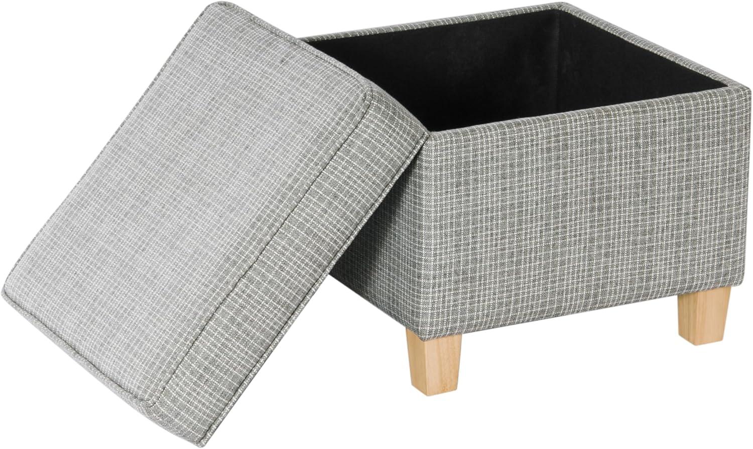 imageHomePop Cube Ottoman HomePop Home Dcor Square Ottoman Cream BoucleSage Mini Grid Pattern