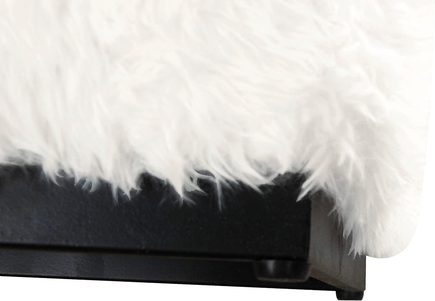 imageHomePop Cube Ottoman HomePop Home Dcor Square Ottoman Cream BoucleWhite Faux Fur