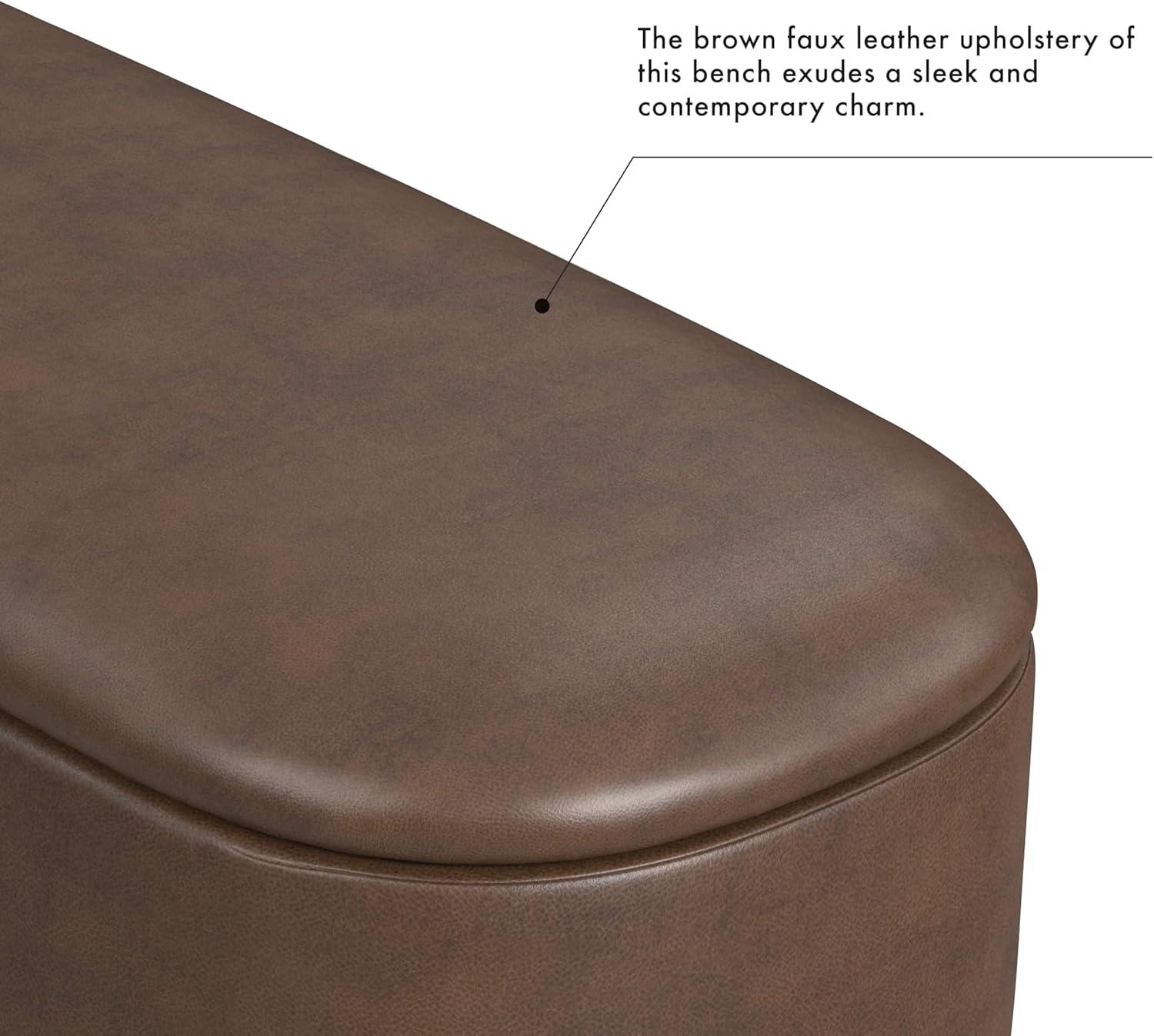 imageHomePop Ellipse Modern Storage Bench with Metal Legs Homepop Home DcorBench with Storage for Living Room amp Bedroom GrayBrown Faux Leather