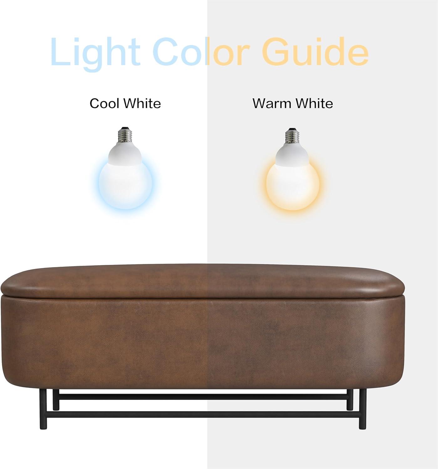 imageHomePop Ellipse Modern Storage Bench with Metal Legs Homepop Home DcorBench with Storage for Living Room amp Bedroom GrayBrown Faux Leather