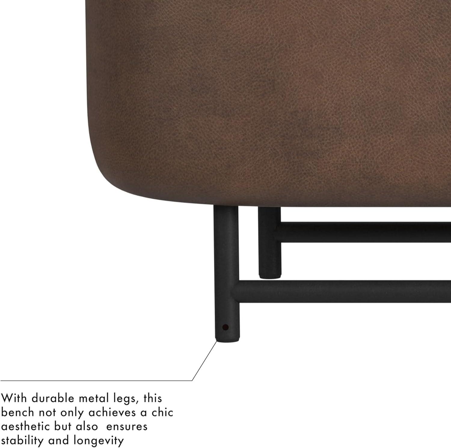 imageHomePop Ellipse Modern Storage Bench with Metal Legs Homepop Home DcorBench with Storage for Living Room amp Bedroom GrayBrown Faux Leather