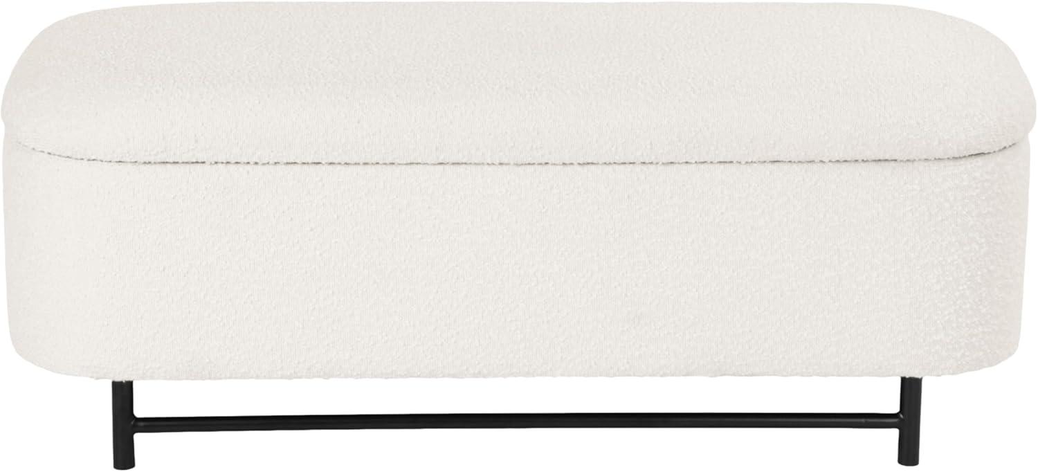imageHomePop Ellipse Modern Storage Bench with Metal Legs Homepop Home DcorBench with Storage for Living Room amp Bedroom GrayCream Boucle