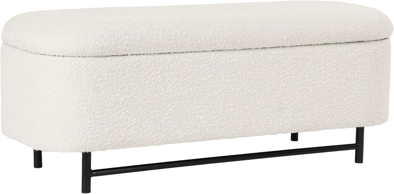 imageHomePop Ellipse Modern Storage Bench with Metal Legs Homepop Home DcorBench with Storage for Living Room amp Bedroom GrayCream Boucle