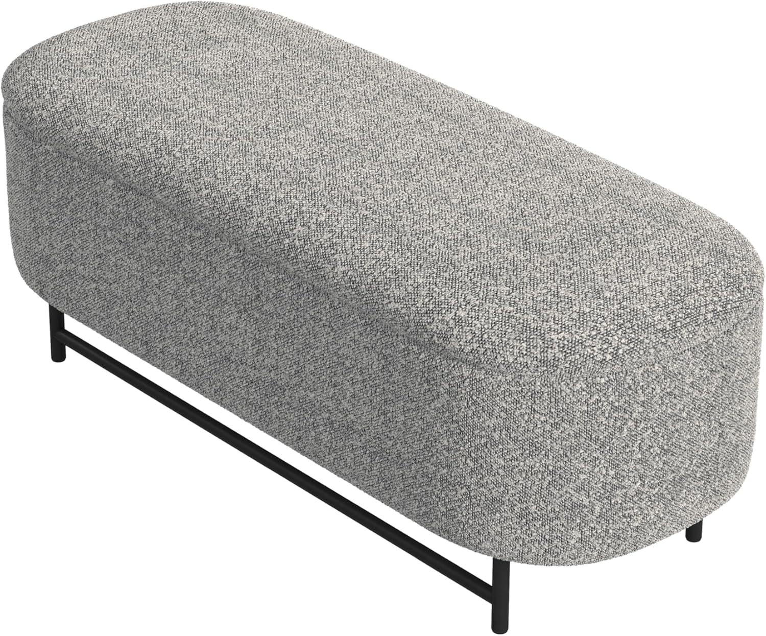 imageHomePop Ellipse Modern Storage Bench with Metal Legs Homepop Home DcorBench with Storage for Living Room amp Bedroom GrayCream Boucle With Gray Yarns